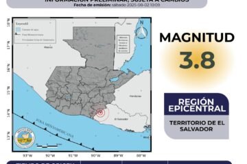 Temblores sacuden el oriente de Guatemala este 2 de agosto